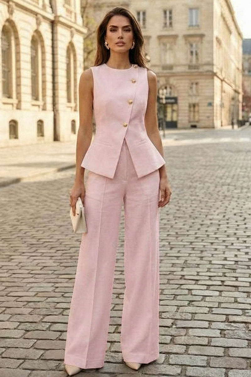 Load image into Gallery viewer, 2 Piece Ivory Round Neck Business Suits with Buttons