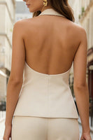 Load image into Gallery viewer, Ivory 2 Piece Halter Single Breasted Backless Business Suits