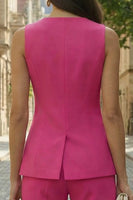 Load image into Gallery viewer, 2 Piece Fuchsia V Neck Single Breasted Business Suits