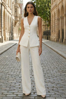 Load image into Gallery viewer, 2 Piece Fuchsia V Neck Single Breasted Business Suits