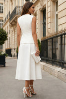 Load image into Gallery viewer, Ivory 2 Piece V Neck A Line Single Breasted Midi Business Suits