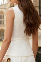 Load image into Gallery viewer, 2 Piece Ivory Double Breasted Pleated Midi Business Suits