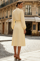 Load image into Gallery viewer, Modest Daffodil A Line High Neck Midi Work Dress with Sleeves