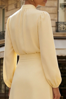 Load image into Gallery viewer, Modest Daffodil A Line High Neck Midi Work Dress with Sleeves