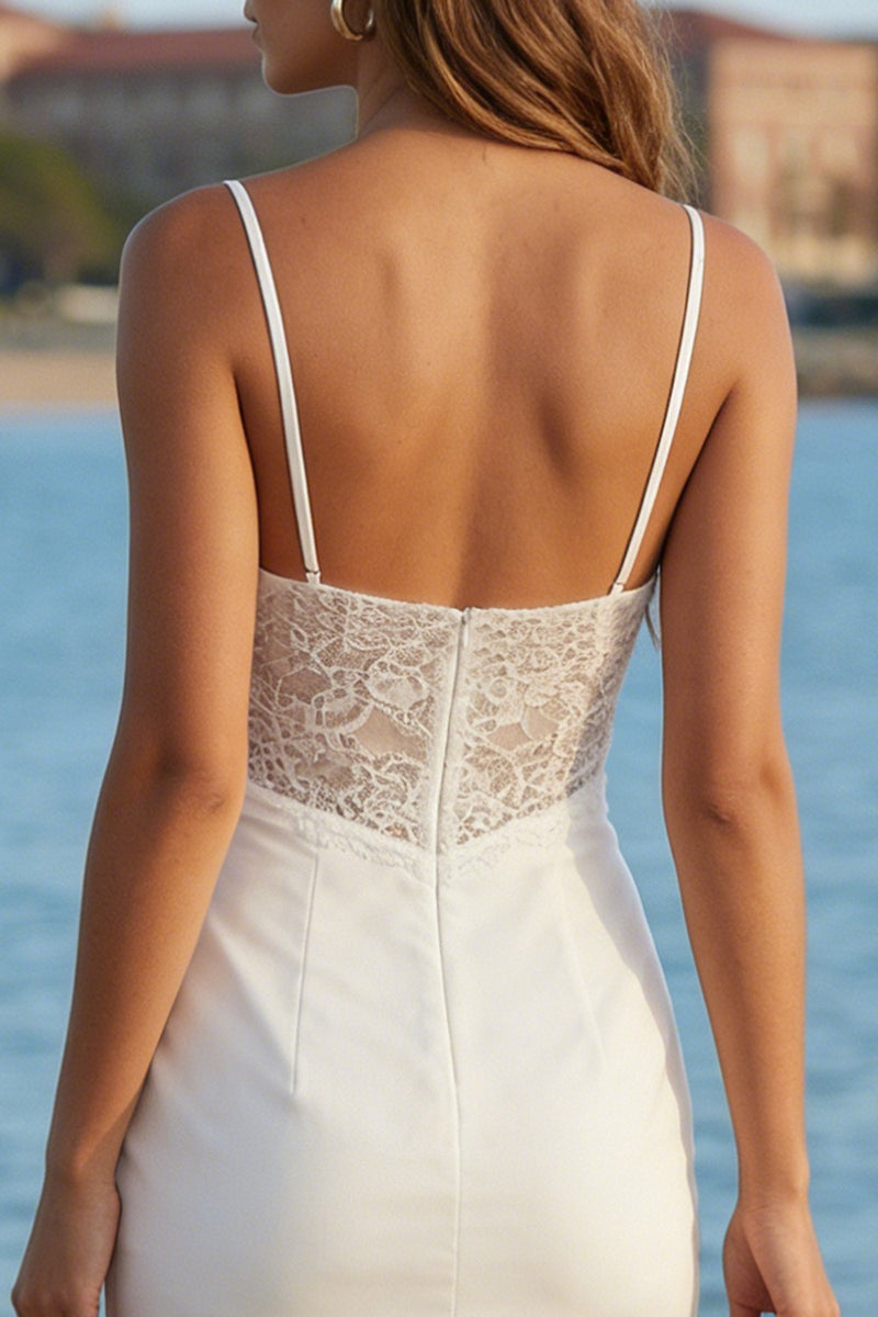 Load image into Gallery viewer, Ivory Cowl Neck Mermaid Ruffled Long Wedding Reception Dress with Lace