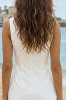 Load image into Gallery viewer, Ivory Boat Neck Bodycon Ruched Short Graduation Dress with Buttons