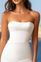 Load image into Gallery viewer, Simple Ivory Strapless Bodycon Short Graduation Dress with Lace