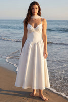 Load image into Gallery viewer, Ivory A Line Neck Scarf Long Wedding Reception Dress