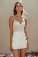 Load image into Gallery viewer, Sparkly Ivory Sequin Bodycon Short Corset Graduation Dress