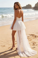 Load image into Gallery viewer, Ivory Sweetheart A Line Short Bridal Shower Dress with Cape