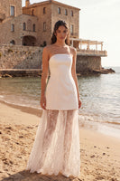 Load image into Gallery viewer, Ivory Strapless Sheath Long Wedding Reception Dress with Lace