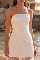 Load image into Gallery viewer, Ivory Strapless Sheath Long Wedding Reception Dress with Lace