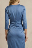 Load image into Gallery viewer, Twilight Round Neck Satin Midi Bodycon Work Dress with Slit