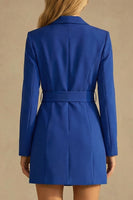 Load image into Gallery viewer, Royal Blue Bodycon Peak Lapel Short Work Dress with Pockets