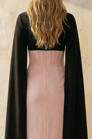 Load image into Gallery viewer, Black and Pink V Neck Sheath Corset Long Work Dress with Slit