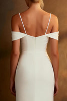 Load image into Gallery viewer, White Satin Mermaid Cold Shoulder Floor Length Rehearsal Dinner Dress