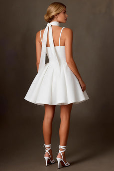 Sparkly White A Line Beaded Corset Short Bridal Shower Dress