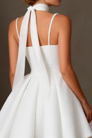 Load image into Gallery viewer, Sparkly White A Line Beaded Corset Short Bridal Shower Dress