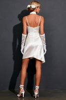Load image into Gallery viewer, White Satin Ruched Halter Bodycon Short Bridal Shower Dress