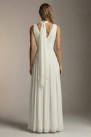 Load image into Gallery viewer, Ivory Chiffon Thick Straps Pleated A Line Long Formal Dress