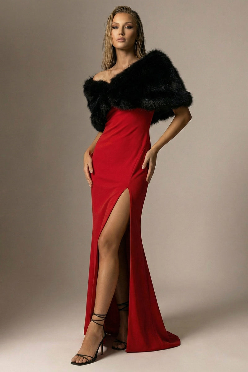 Load image into Gallery viewer, Elegant Red One Shoulder Mermaid Long Formal Dress with Slit