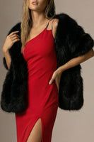 Load image into Gallery viewer, Elegant Red One Shoulder Mermaid Long Formal Dress with Slit