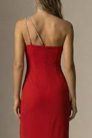 Load image into Gallery viewer, Elegant Red One Shoulder Mermaid Long Formal Dress with Slit