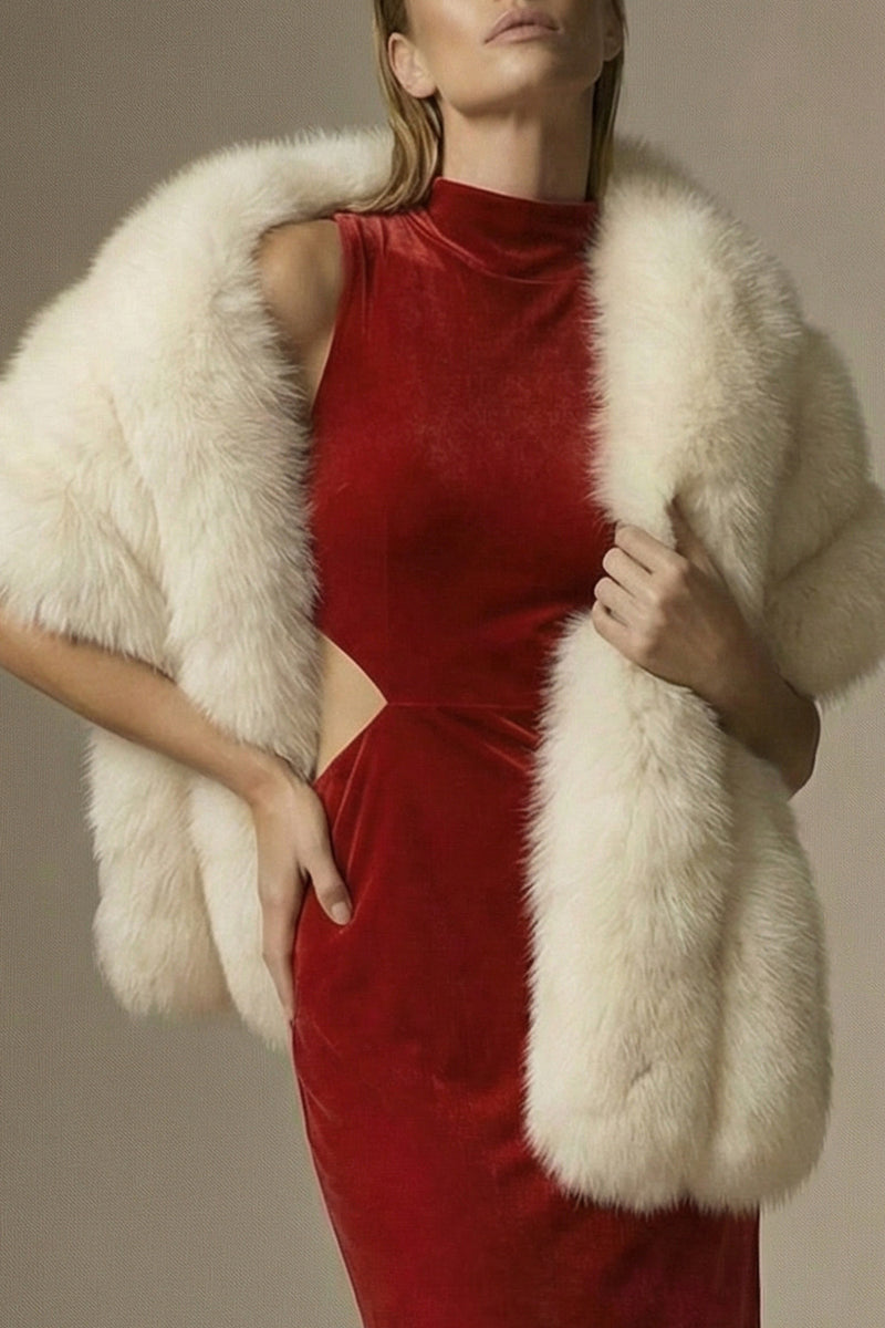 Load image into Gallery viewer, Dark Red Velvet High Neck Cut Out Sheath Long Formal Dress