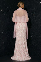 Load image into Gallery viewer, Floral Pink Sheath Spaghetti Straps Long Corset Prom Dress with Slit