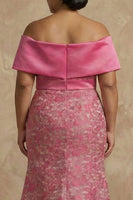 Load image into Gallery viewer, Fuchsia Floral Off the Shoulder Mermaid Long Mother of the Bride Dress with Slit