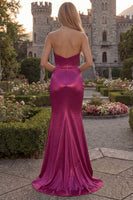 Load image into Gallery viewer, Simple Burgundy Mermaid Ruched Strapless Long Formal Dress