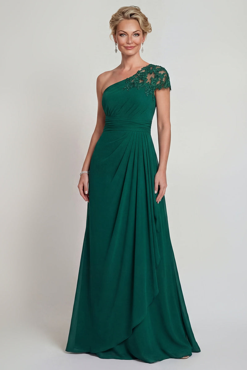 Load image into Gallery viewer, Dark Green Ruched A Line Long Evening Dress