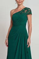 Load image into Gallery viewer, Dark Green Ruched A Line Long Evening Dress