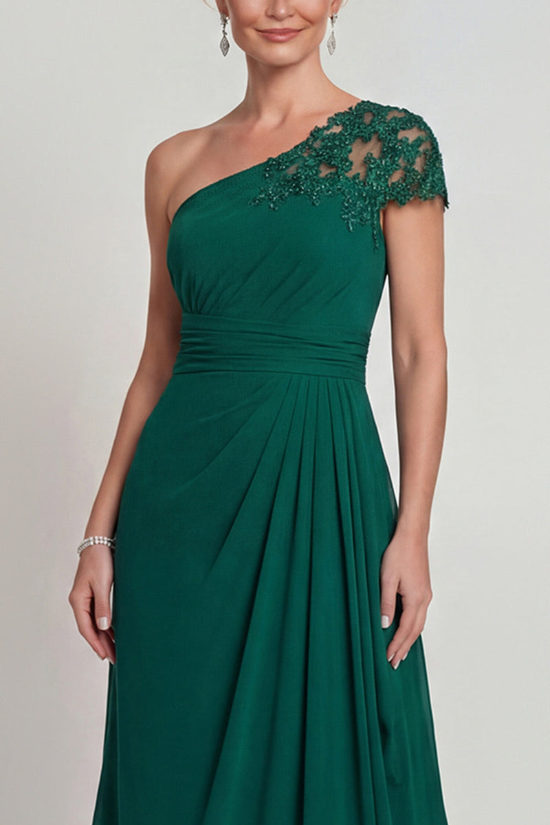 Load image into Gallery viewer, Dark Green Ruched A Line Long Evening Dress