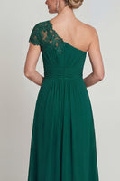 Load image into Gallery viewer, Dark Green Ruched A Line Long Evening Dress