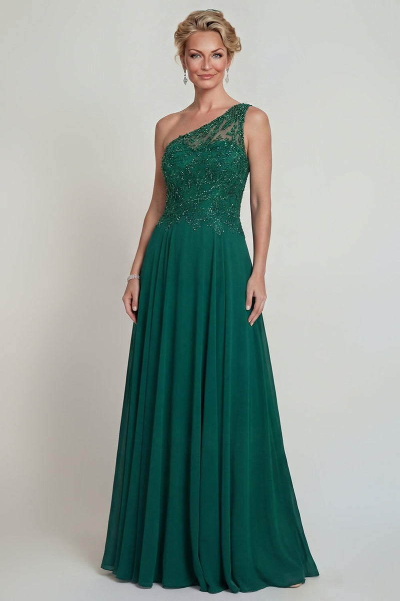 Load image into Gallery viewer, Sparkly Dark Green Beaded A Line Long Evening Dress