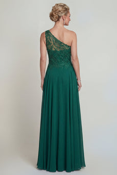 Sparkly Dark Green Beaded A Line Long Evening Dress