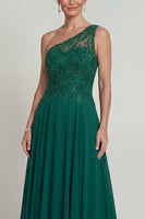 Load image into Gallery viewer, Sparkly Dark Green Beaded A Line Long Evening Dress