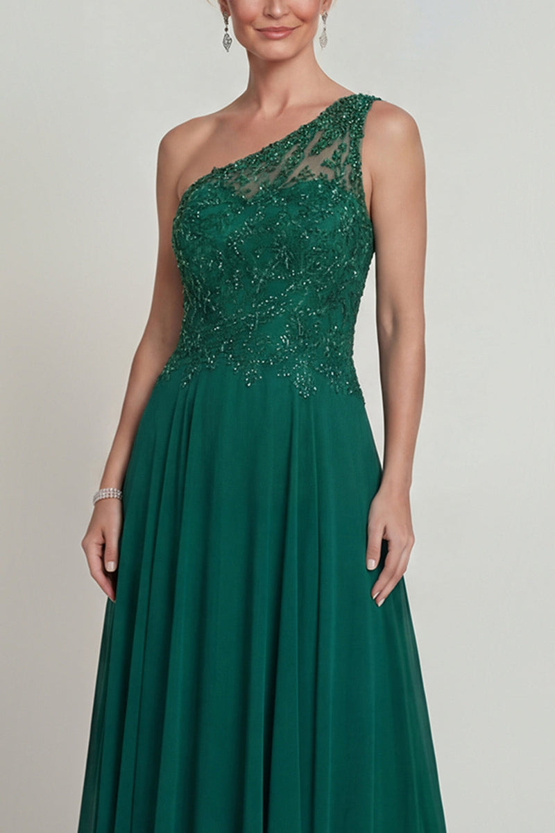 Load image into Gallery viewer, Sparkly Dark Green Beaded A Line Long Evening Dress