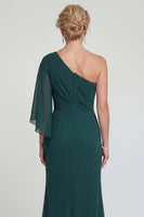 Load image into Gallery viewer, Dark Green One Shoulder Mermaid Long Evening Dress