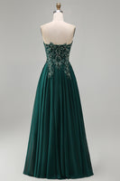 Load image into Gallery viewer, Sparkly Dark Green Strapless Beaded Long Evening Dress