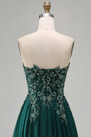 Load image into Gallery viewer, Sparkly Dark Green Strapless Beaded Long Evening Dress