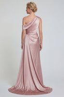 Load image into Gallery viewer, Blush One Shoulder Mermaid Long Evening Dress with Side Cape