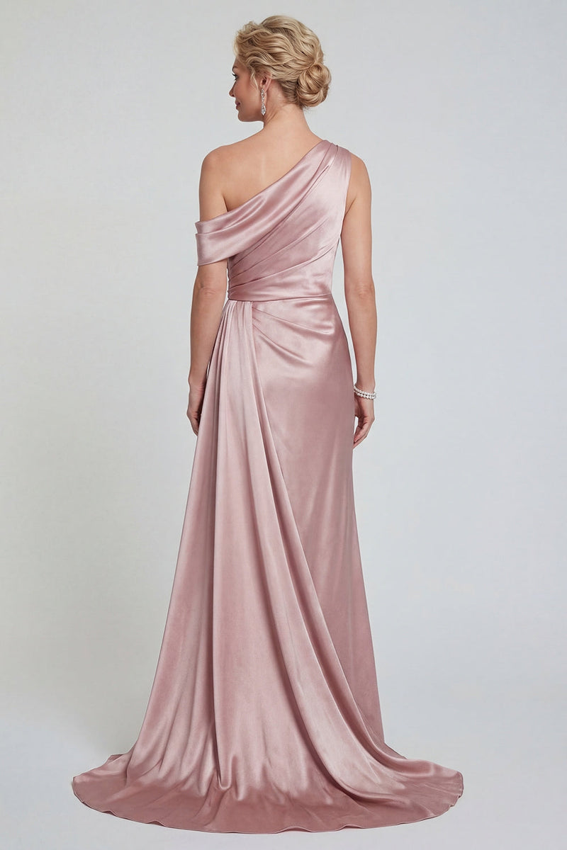 Load image into Gallery viewer, Blush One Shoulder Mermaid Long Evening Dress with Side Cape