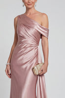 Load image into Gallery viewer, Blush One Shoulder Mermaid Long Evening Dress with Side Cape