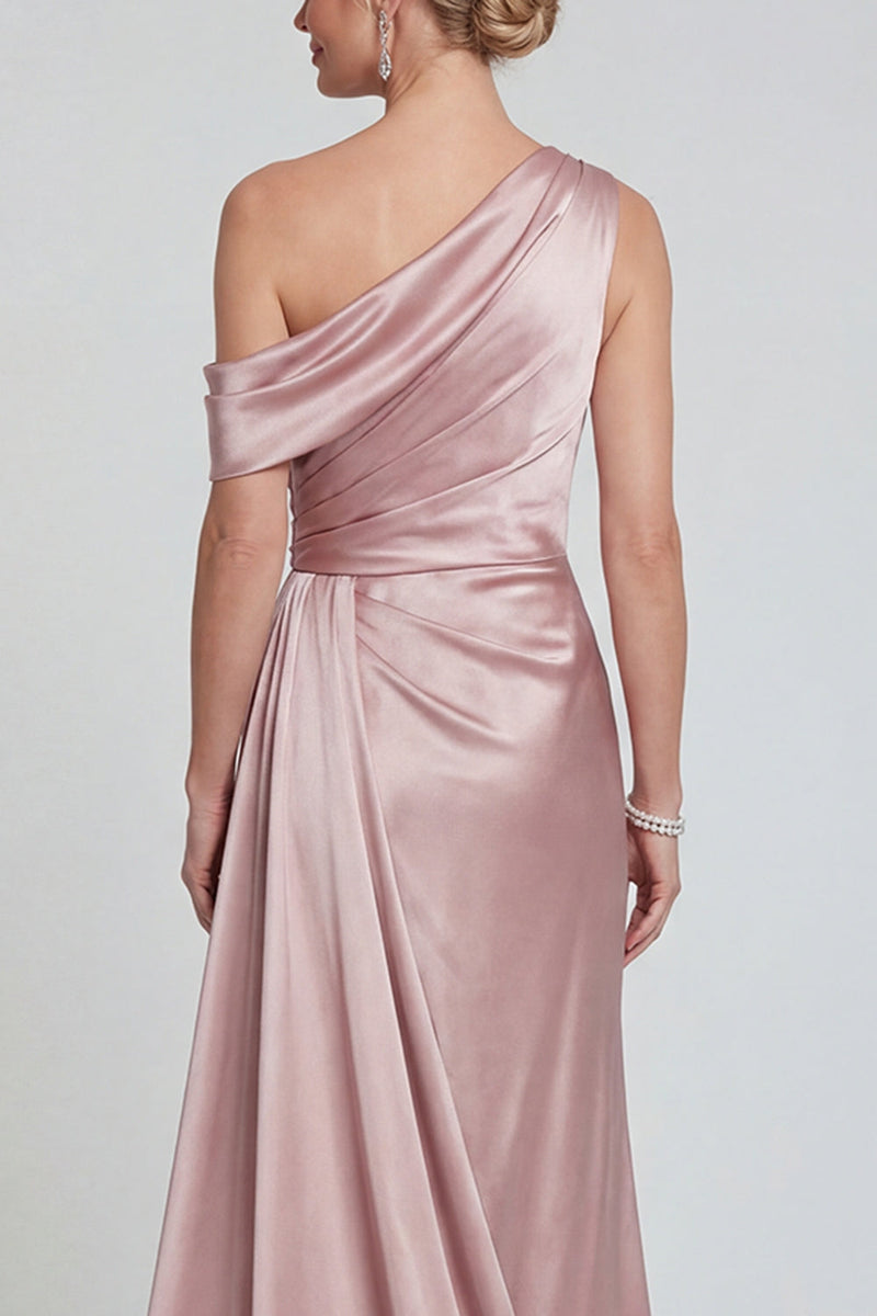 Load image into Gallery viewer, Blush One Shoulder Mermaid Long Evening Dress with Side Cape