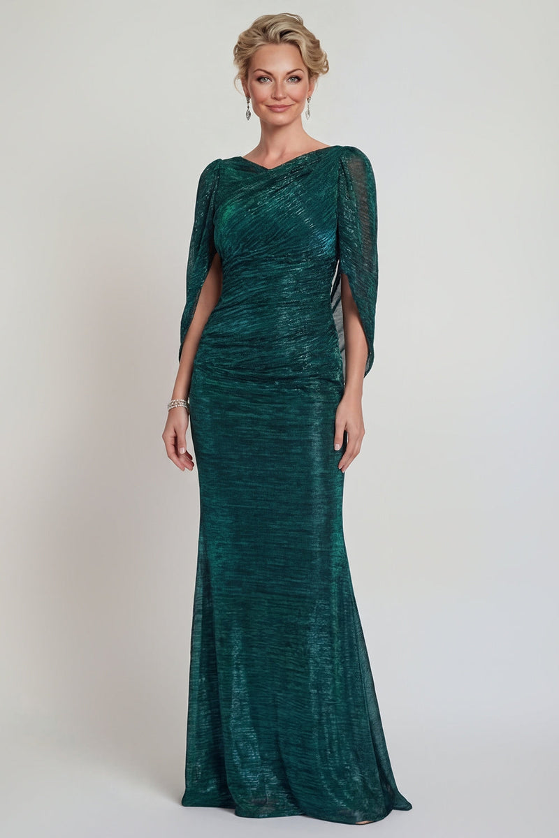 Load image into Gallery viewer, Dark Green Metallic Mermaid Long Evening Dress