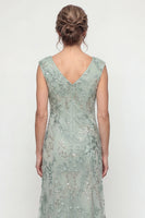 Load image into Gallery viewer, Sparkly Green Beaded V Neck Long Evening Dress