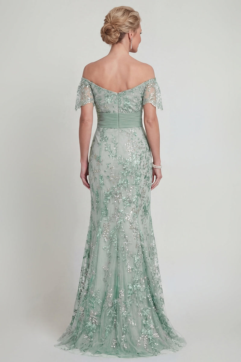 Load image into Gallery viewer, Sparkly Green Floral Mermaid Long Evening Dress
