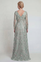 Load image into Gallery viewer, Sparkly Green Sequin A Line Floral Long Evening Dress with Slit